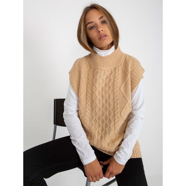 Fashionhunters Beige knitted vest with braids SUBLEVEL
