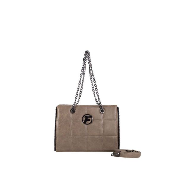 Fashionhunters Beige quilted shoulder bag with chains