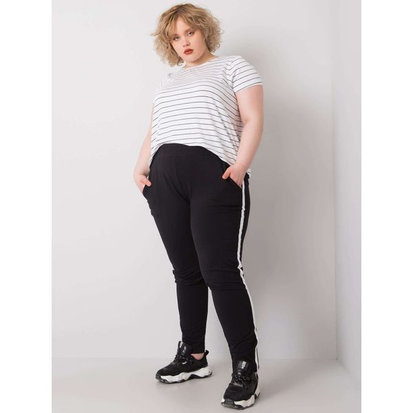 Fashionhunters Big black sweatpants with stripes