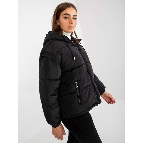 Fashionhunters Black 2in1 winter jacket with detachable sleeves