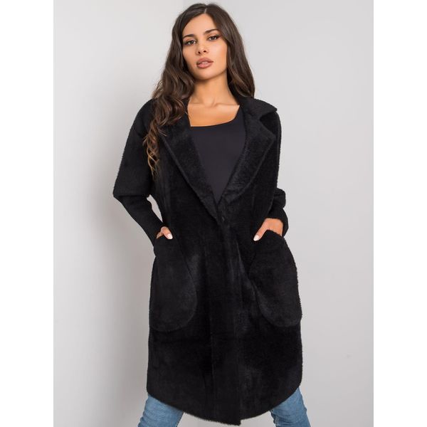 Fashionhunters Black alpaca coat with pockets