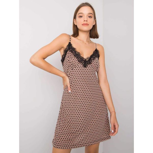 Fashionhunters Black and beige dress with patterns from Eliessa RUE PARIS