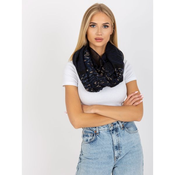 Fashionhunters Black and blue scarf scarf with animal motifs