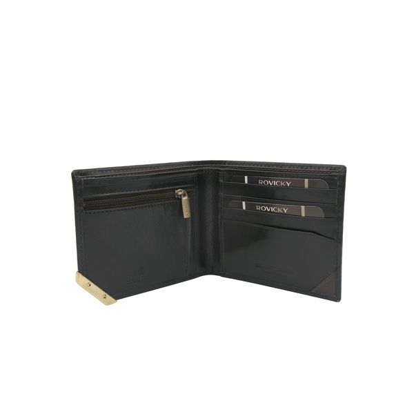 Fashionhunters Black and dark brown horizontal men's wallet with an accent