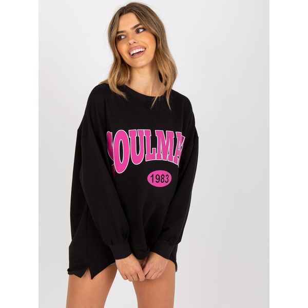 Fashionhunters Black and pink sweatshirt with a colorful print