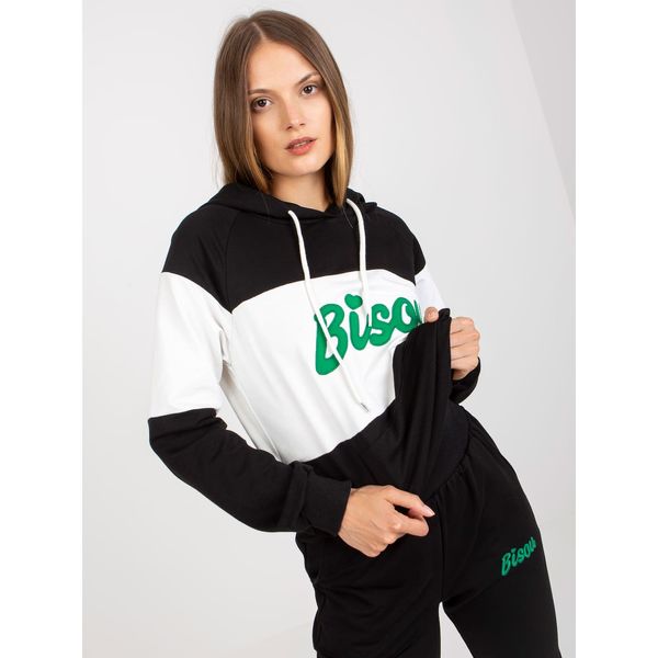 Fashionhunters Black and white sweatshirt set with a sweatshirt with patches