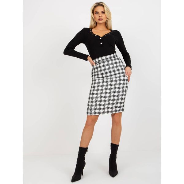 Fashionhunters Black and white wool tweed pencil skirt