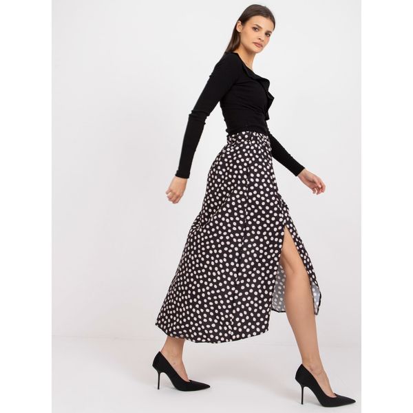 Fashionhunters Black asymmetric high-waisted midi skirt