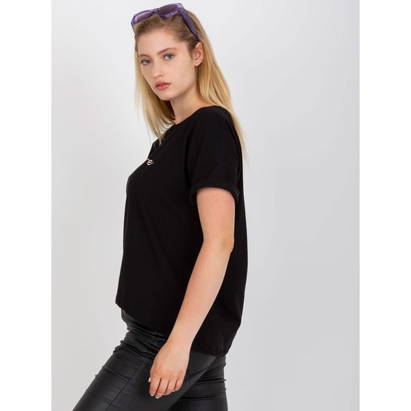 Fashionhunters Black asymmetric plus size cotton t-shirt