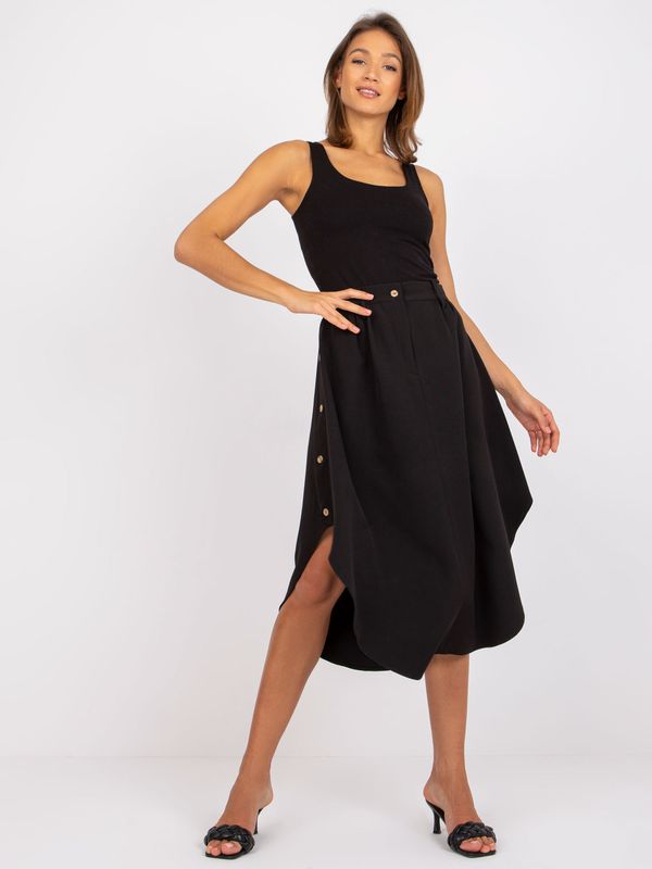 Fashionhunters Black asymmetrical midi skirt by Ikaria RUE PARIS