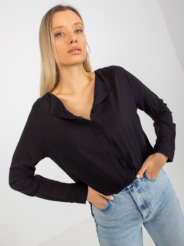 Fashionhunters Black asymmetrical viscose shirt blouse SUBLEVEL