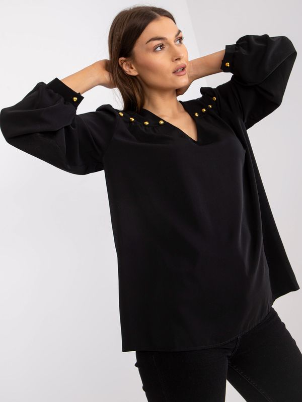 Fashionhunters Black blouse with V-neck