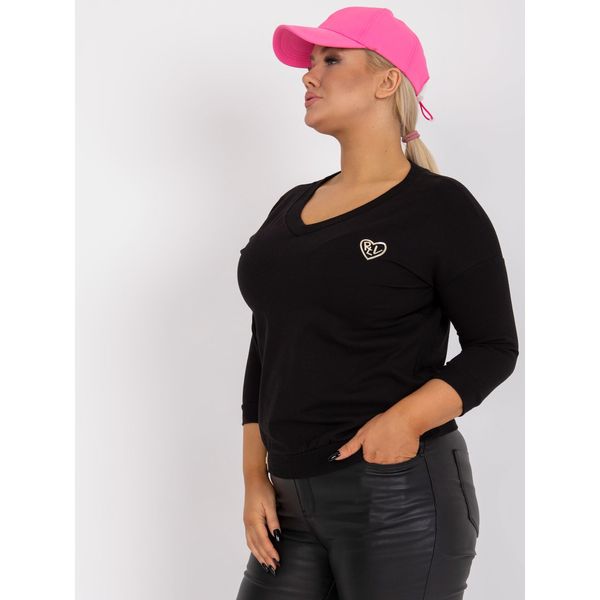 Fashionhunters Black casual plus size blouse with small print