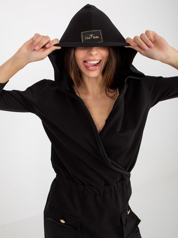 Fashionhunters Black clutch sweatshirt dress with pockets from OCH BELLA