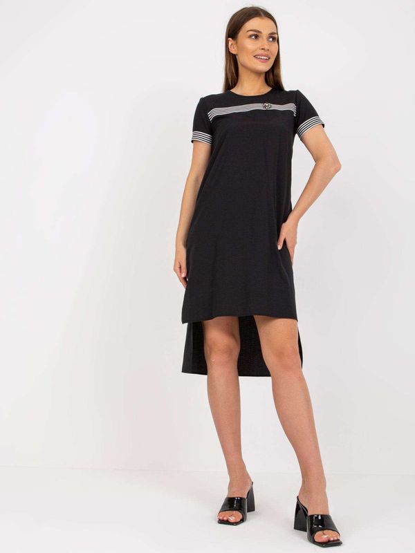 Fashionhunters Black cotton casual dress with short sleeves