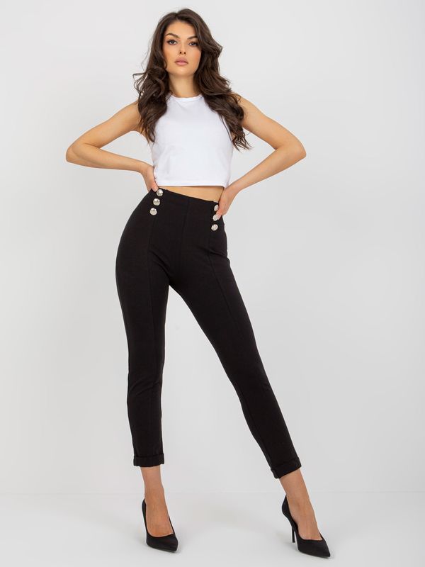 Fashionhunters Black cotton sweatpants with elastic waistband