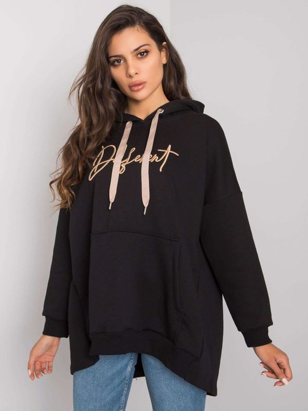 Fashionhunters Black cotton sweatshirt