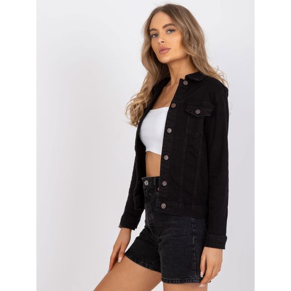 Fashionhunters Black denim jacket with buttons from RUE PARIS
