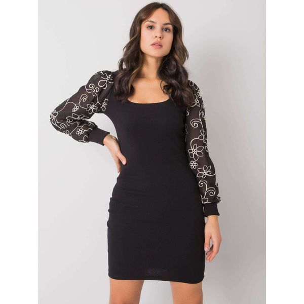 Fashionhunters Black dress with puff sleeves from Formosa RUE PARIS