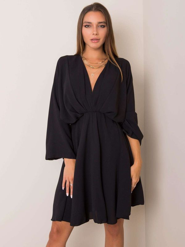 Fashionhunters Black dress with triangular neckline