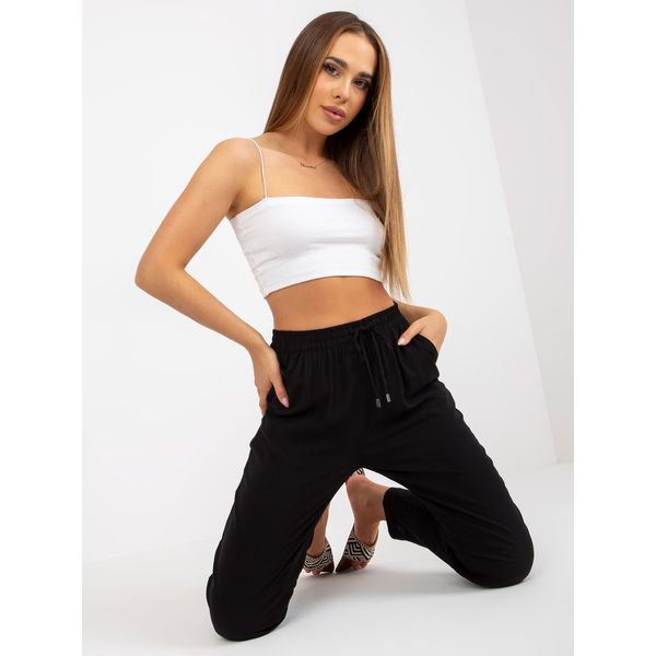 Fashionhunters Black fabric trousers with straight legs SUBLEVEL