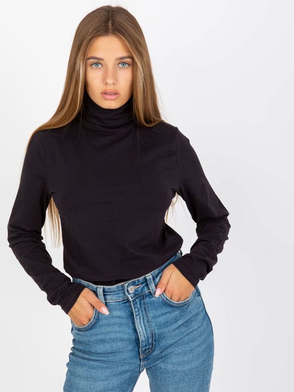 Fashionhunters Black fitted blouse with turtleneck SUBLEVEL