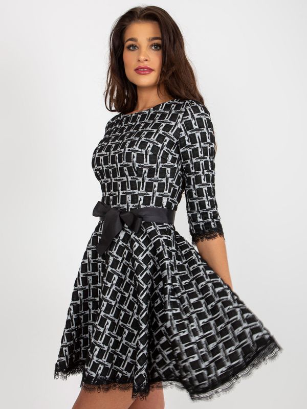 Fashionhunters Black flowing cocktail dress with lace