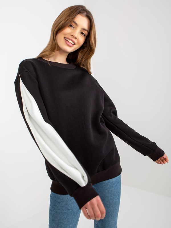 Fashionhunters Black hoodless sweatshirt with slits on sleeves
