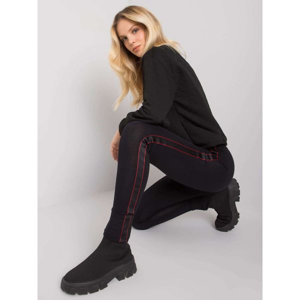 Fashionhunters Black leggings with stripes from Emma RUE PARIS