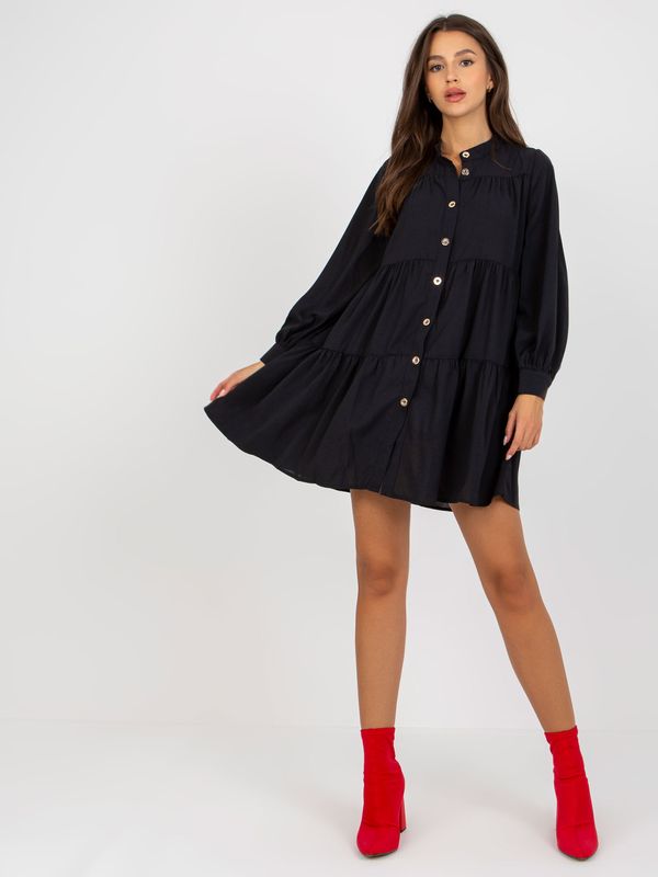 Fashionhunters Black loose dress with long sleeves