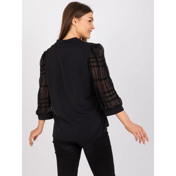 Fashionhunters Black, loose-fitting formal blouse with 3/4 sleeves