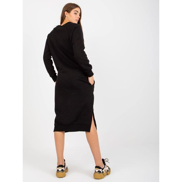 Fashionhunters Black midi sweatshirt dress with pockets