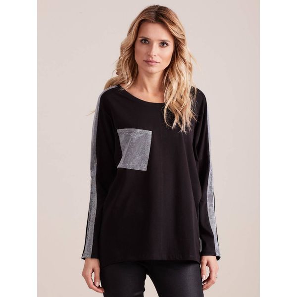 Fashionhunters Black oversize blouse with silver inserts