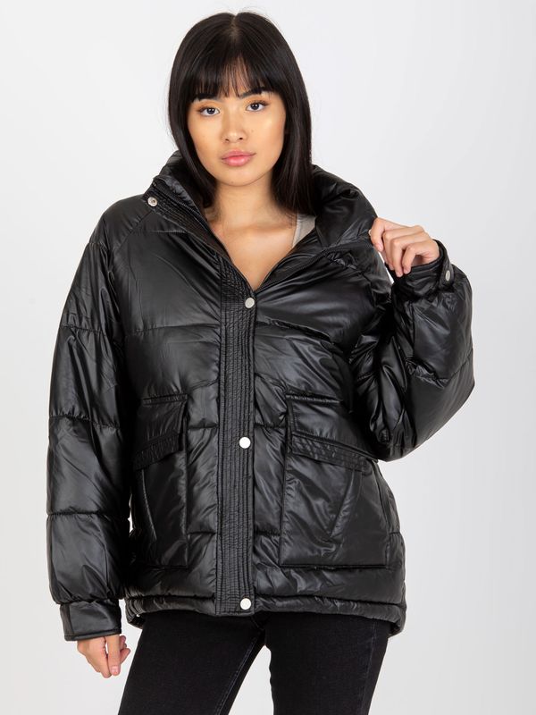 Fashionhunters Black quilted down jacket without hood