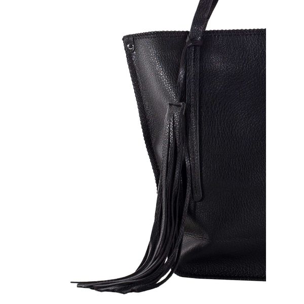 Fashionhunters Black roomy eco leather shopper bag