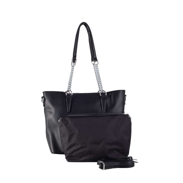 Fashionhunters Black roomy shoulder bag with a cosmetic bag