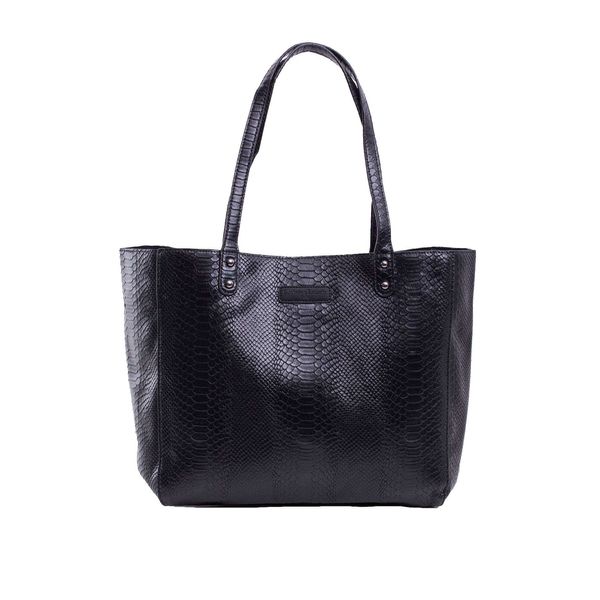 Fashionhunters Black shopping bag with crocodile skin motif