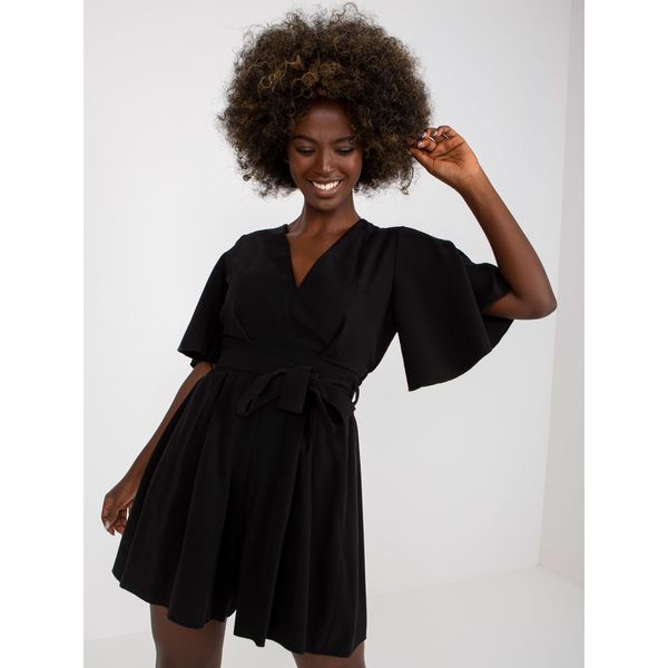 Fashionhunters Black short jumpsuit with RUE PARIS binding