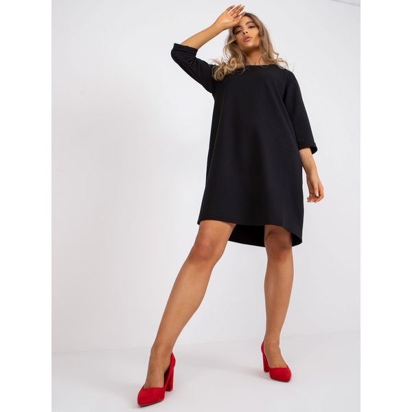 Fashionhunters Black simple casual dress made of cotton