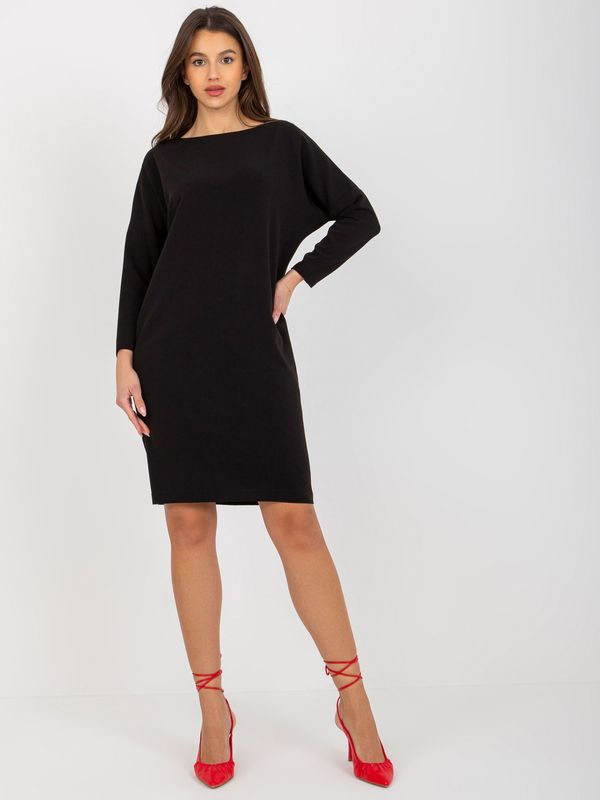 Fashionhunters Black simple cocktail dress with long sleeves