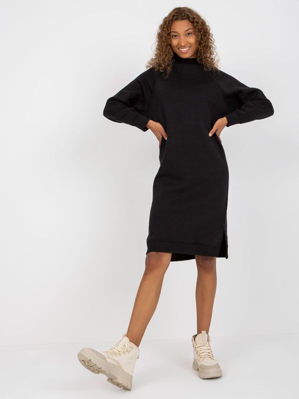 Fashionhunters Black simple sweatshirt dress with turtleneck