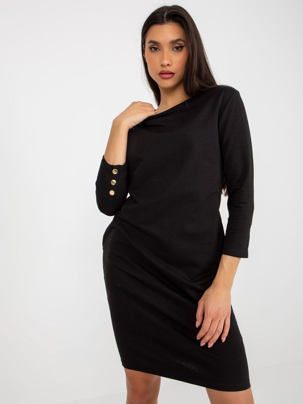 Fashionhunters Black simple tracksuit dress with pockets from OCH BELLA