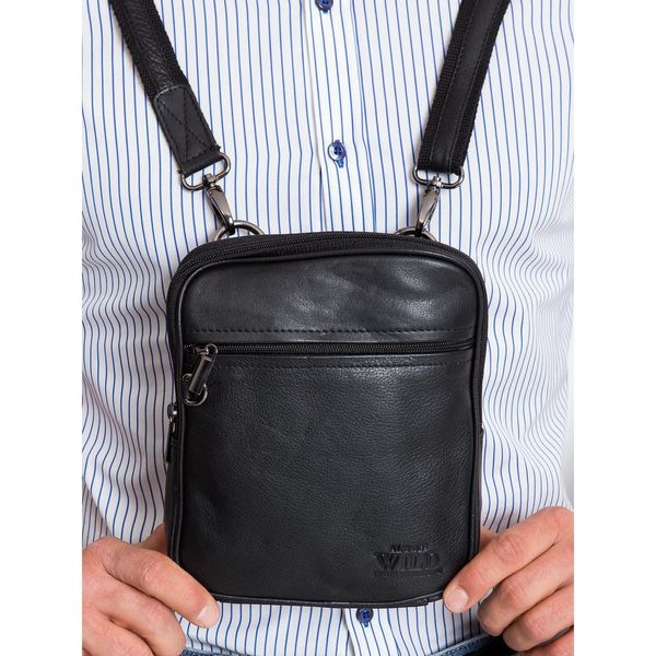 Fashionhunters Black small leather handbag for men