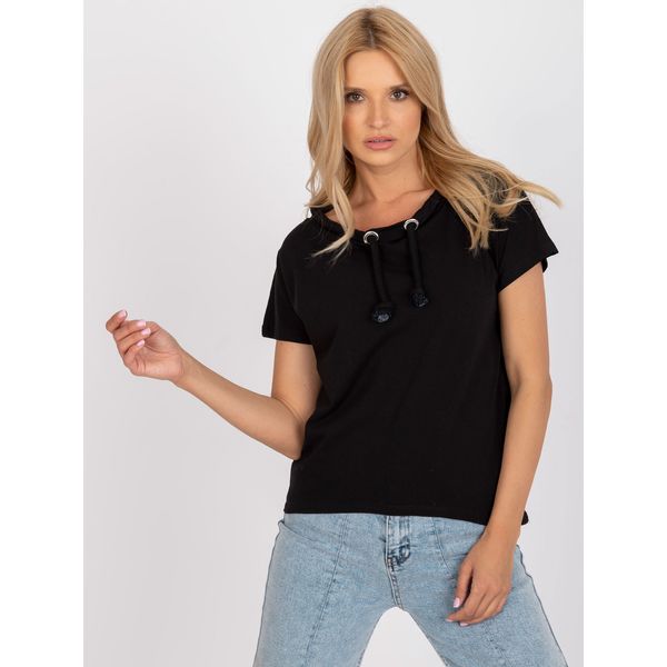 Fashionhunters Black smooth basic blouse with a loose cut Antonine RUE PARIS