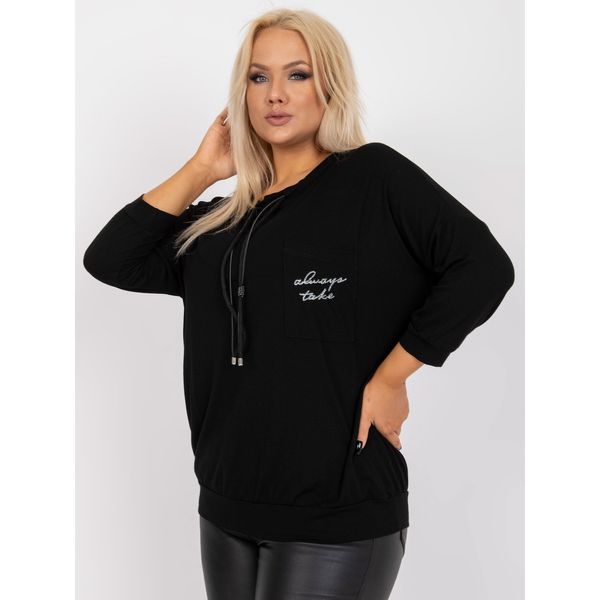 Fashionhunters Black, soft plus size blouse made of Roberta cotton