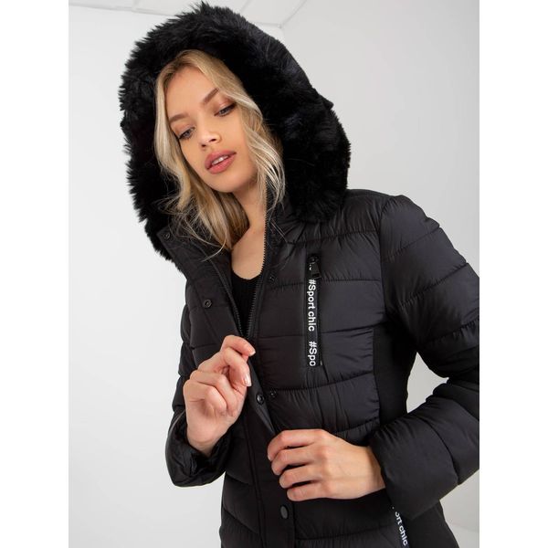 Fashionhunters Black transitional quilted jacket with a hood