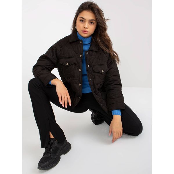 Fashionhunters Black transitional quilted jacket without a hood