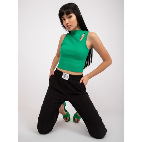 Fashionhunters Black trousers in high-waisted fabric