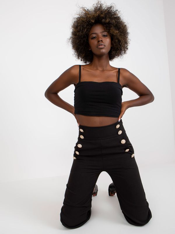 Fashionhunters Black trousers with high waist and buttons
