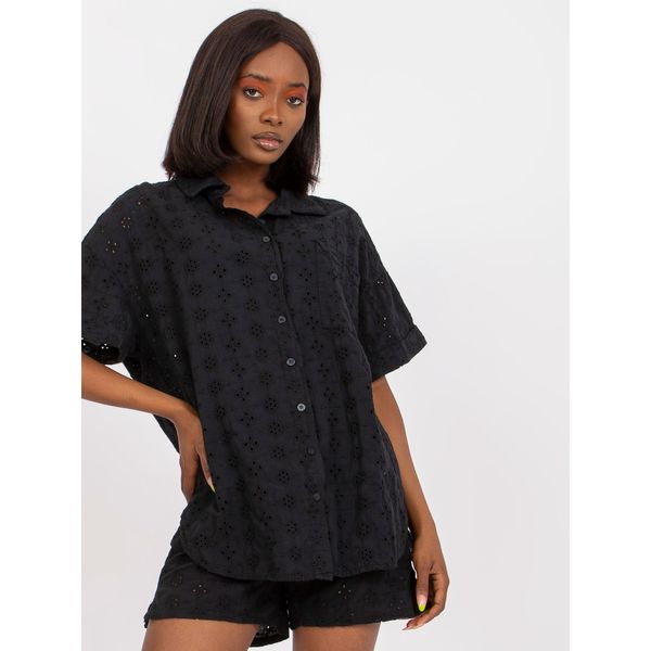 Fashionhunters Black two-piece summer set with short sleeves